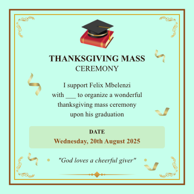 Thanksgiving Mass Celebration Card